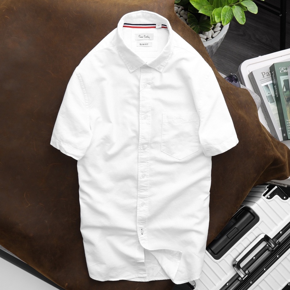 Áo sơ mi nam tay ngắn Piere Cardin AN PHƯỚC CỔ CÀI KHUY công nghệ kháng khuẩn thời trang văn phòng lịch lãm có big size