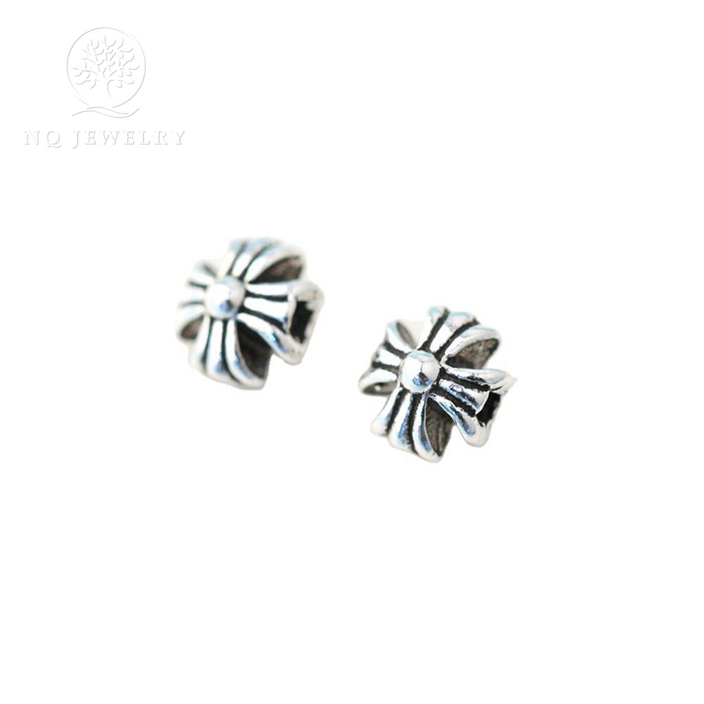 Charm bạc chữ thập xỏ ngang - Charm thánh giá xỏ ngang nhỏ NQ Jewelry