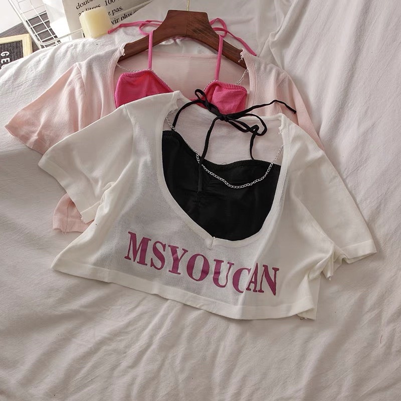 Set áo đôi dạng yếm kèm xích CN1 dễ thương