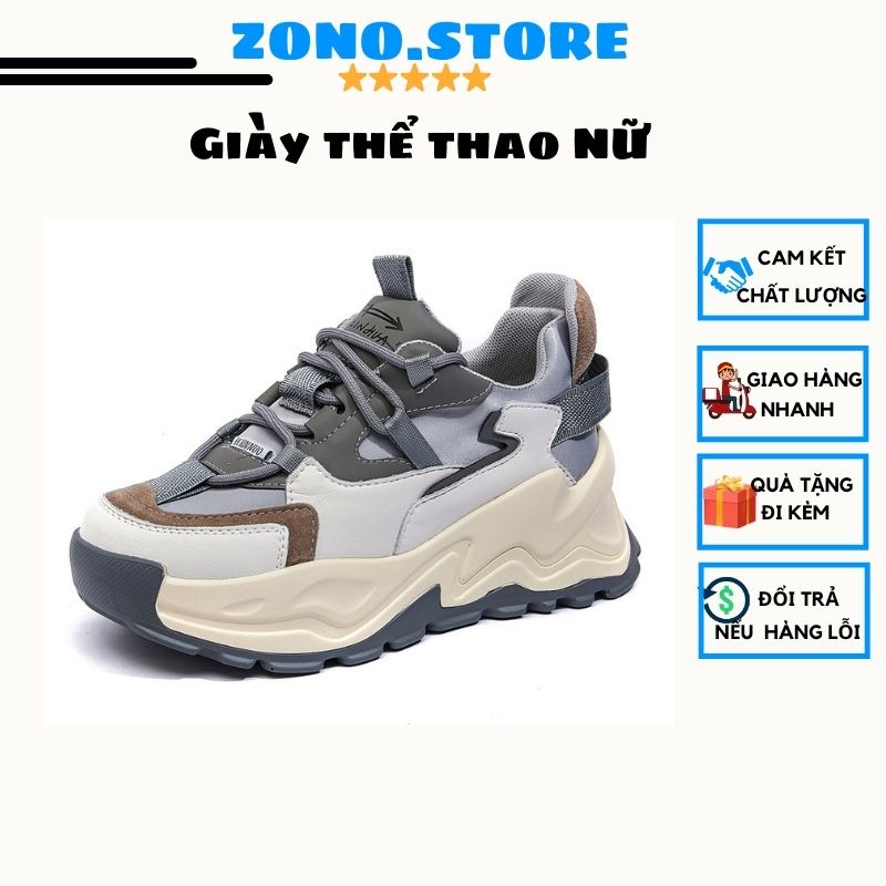 Giày thể thao nữ độn đế đế bằng phối màu 5cm phong cách thời trang Hàn Quốc ZONO