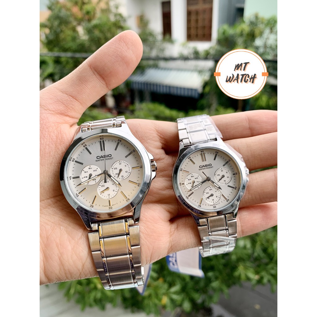 Đồng hồ cặp đôi nam nữ CASIO MTP-V300 và LTP-V300, đồng hồ 3 kim 3 mặt số chống nước, pin 3 năm