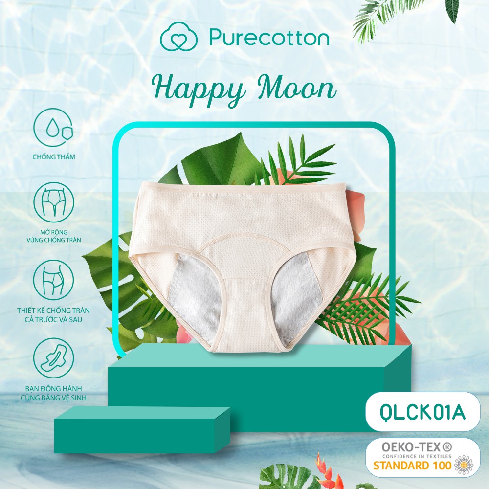 Quần lót chống tràn nguyệt san  Purecotton chống tràn kinh nguyệt Happy Moon PC031