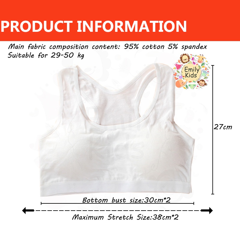 Áo Ngực Cotton Màu Trơn Dễ Thương Cho Bé Gái 8-16 Tuổi