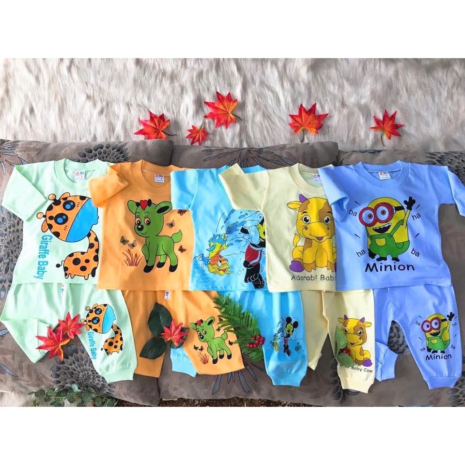 COMBO 5 bộ quần áo cotton SUSU | Mẫu Tay Dài Màu Bo Gấu | Chất vải đẹp, dày dặn, thoáng mát | Đồ bộ bé trai