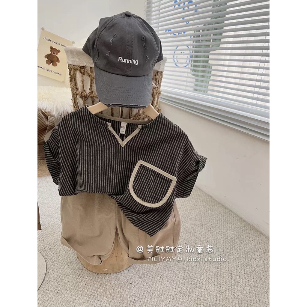 Bộ Cộc Tay Kẻ Bộ Hè Túi Hàng Xuất Dư Chất Vải Mềm Mịn Cho Bé Từ 5Kg Đến 32Kg Thời Trang Trẻ Em Chaarlie Kids