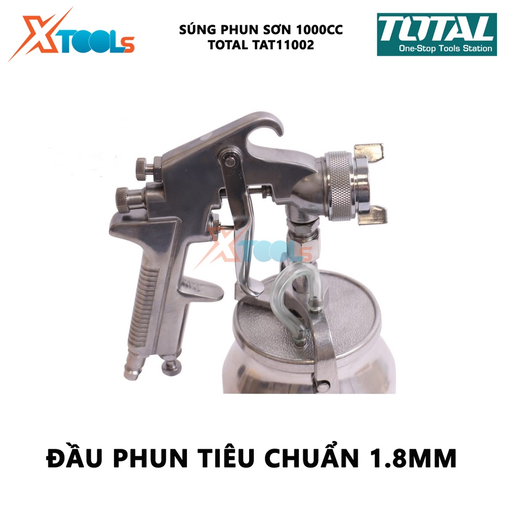 Súng phun sơn Total TAT11002 máy phun sơn cầm tay Đầu vòi 1.5mmÁp lực 3-4bar(43.5-58psi)Mức tiêu thụ 4.2-7.1cfm [XTOOLs]