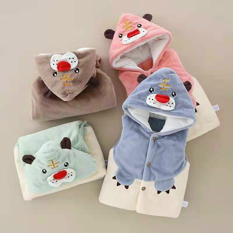 Áo gile lông QCCC tai gấu cho bé 8 - 15kg