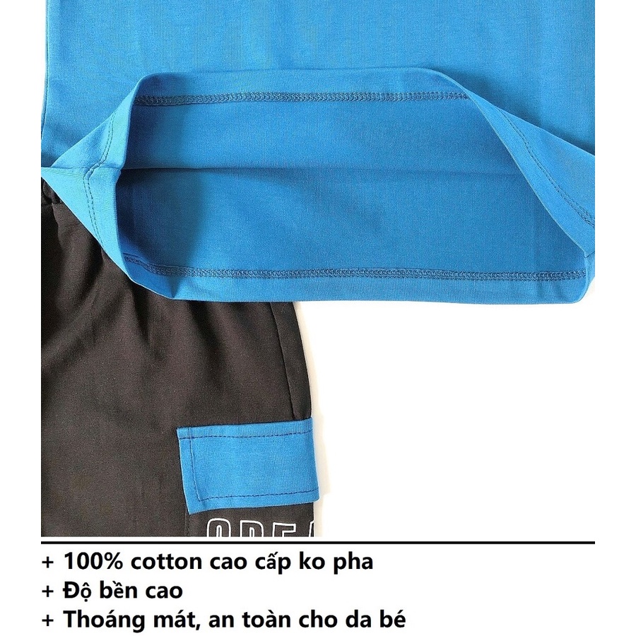 Bộ Bé Trai Hiphop, Áo và Quần Thời trang Bigsize, Thun Cotton Túi Hộp , 14-65kg