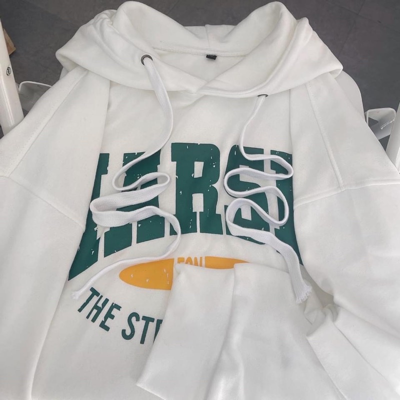 Áo hoodie nỉ lót bông form rộng HARSII màu trắng unisex (nam nữ mặc được) | BigBuy360 - bigbuy360.vn