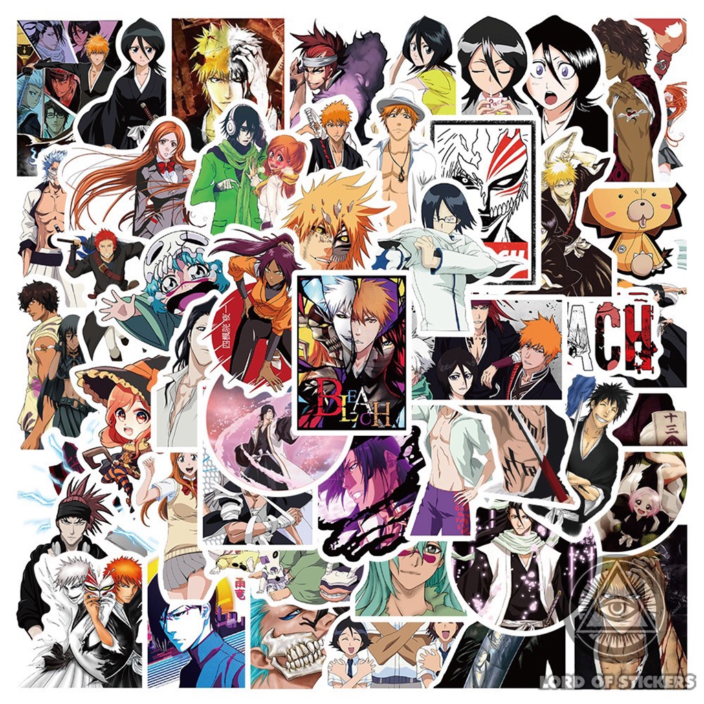 Set 50 Hình Dán Bleach Sticker Truyện Tranh Anime Manga Chống Thấm Nước Trang Trí Mũ Bảo Hiểm, Laptop, Sổ, Đàn Guitar