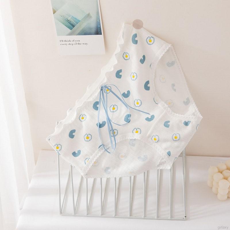 Quần Lót Cotton Lưng Vừa In Họa Tiết Hoa Cúc Xinh Xắn Kiểu Hàn Quốc
