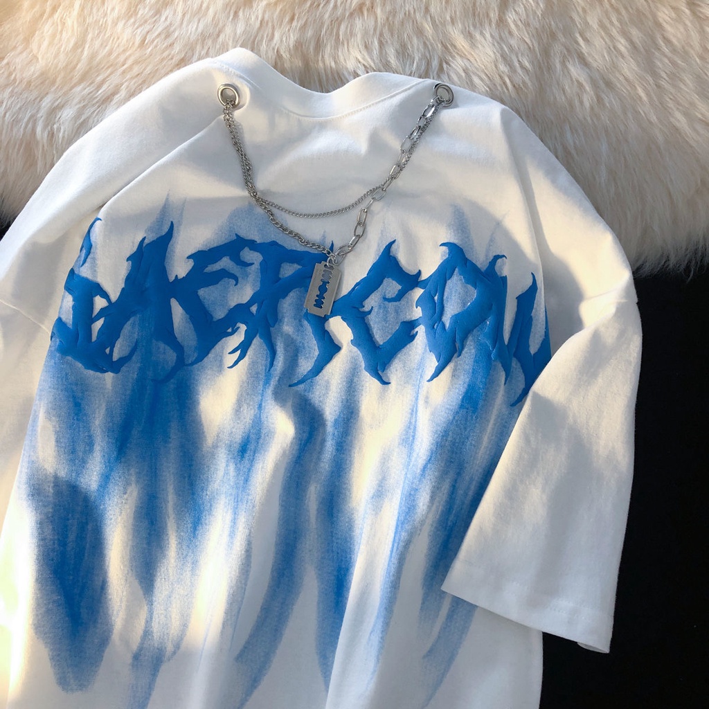 Áo thun MMIOT tay ngắn dáng rộng in họa tiết vòng cổ phong cách hip hop thời trang mùa hè 2023 cho nam và nữ