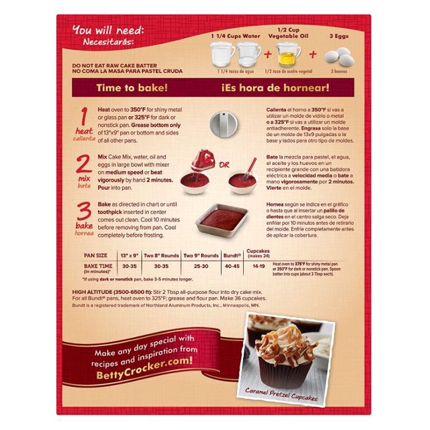 Bột làm bánh pha sẵn Betty Crocker super moist red velvet cake mix 432g