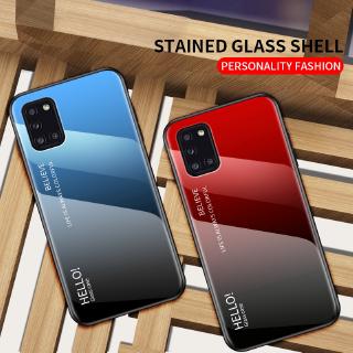 Ốp điện thoại kính cường lực cứng màu gradient lấp lánh cho Samsung Galaxy A31 A11 M11 M21 M31 M30S