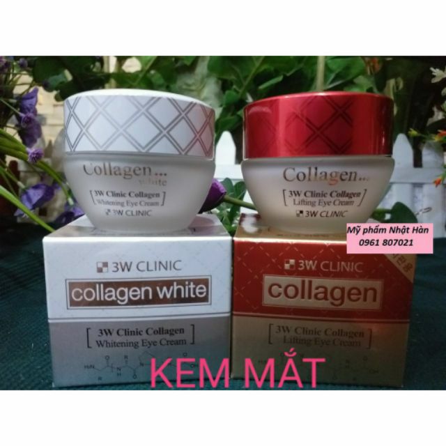 [XẢ KHO]Kem mắt trắng/đỏ 3W Clinic dưỡng trắng chống thâm quầng Collagen 35ml