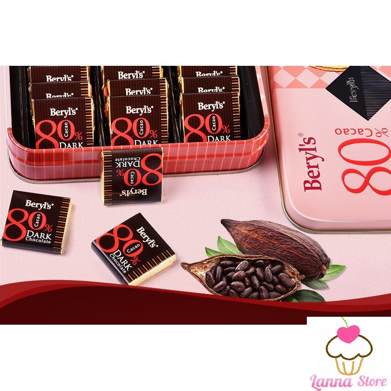 (2 loại) Sô cô la đắng Dark Chocolate Beryl's hộp 108gr (80% & 99% Cacao) - Malaysia