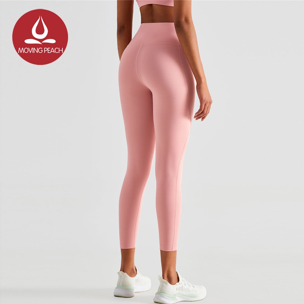 MOVING PEACH Women Sports Leggings Skin-friendly Yoga Pants with Pockets ALU