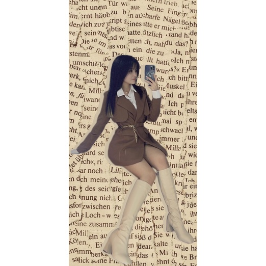 Áo khoác Blazer nâu có kèm đai lưng