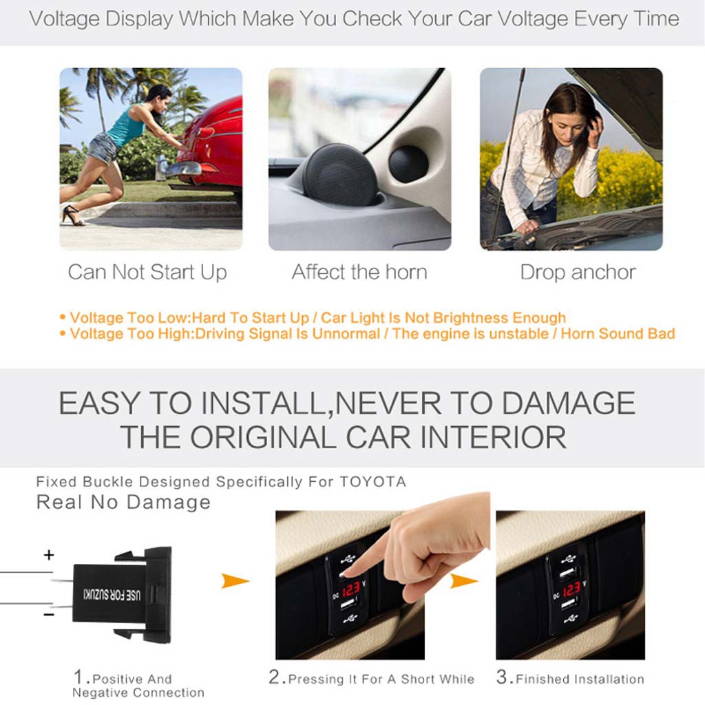 Bộ Sạc Xe Hơi Với 2 Cổng Usb Cho Suzuki Toyota