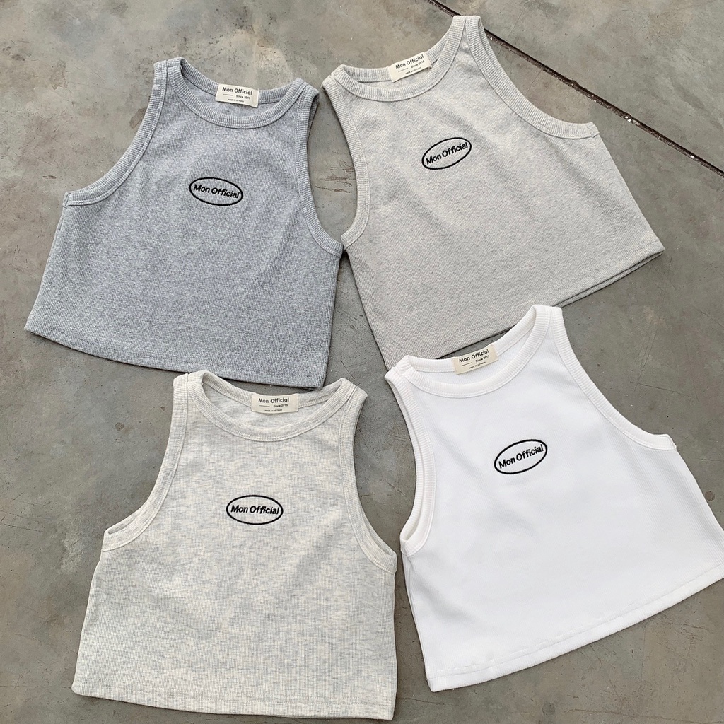 SS0307 Áo tank top Mon official,áo ba lỗ vải bo gân dày dặn hình thêu 4 màu | BigBuy360 - bigbuy360.vn