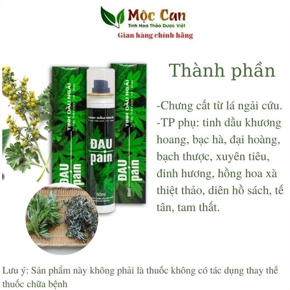 Dầu ngải cứu xoa bóp xương khớp Pain Oil hỗ trợ đau mỏi vai gáy, sưng cơ 90ml