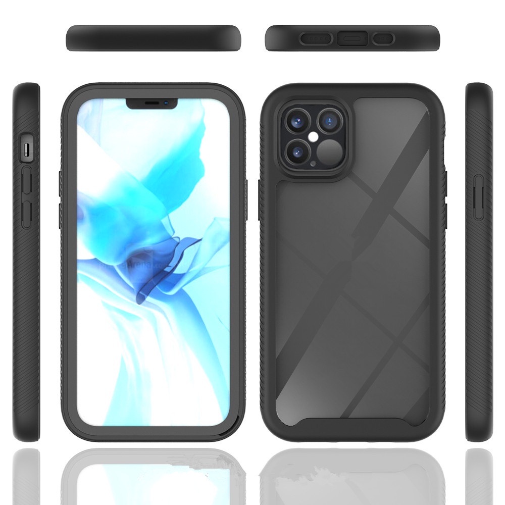 Ốp điện thoại viền pc cứng và mặt lưng silicon trong suốt thích hợp cho iphone x xs max xr se 6 6s 7 8