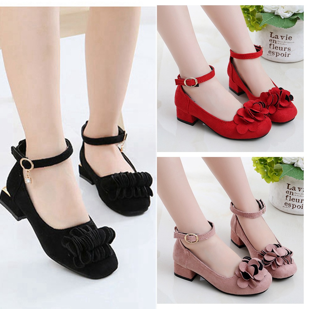 Giày cao gót đính hoa cho bé gái từ 6-16 tuổi Size 31-37