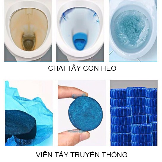 Chai thả bồn cầu hình heo - tẩy bồn cầu con lợn