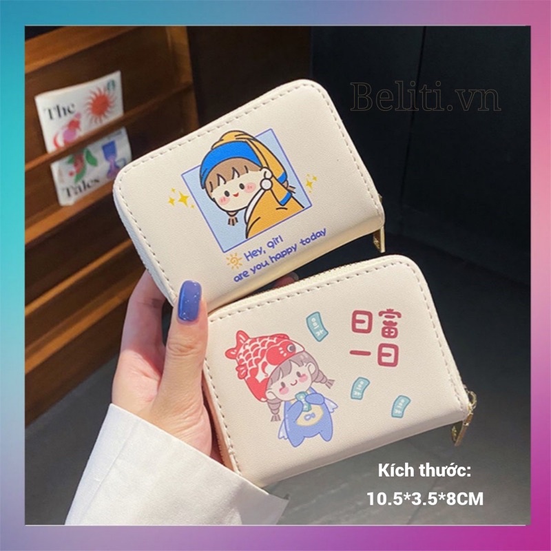Ví nữ - Ví cầm tay Mini Bel97 Đựng Thẻ Nhiều Ngăn Hoạ tiết Dễ Thương