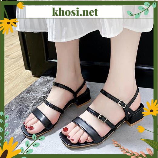 Giày Sandan mũi vuông 2 KHÓA 5 phân gót vuông 5p - CG-0444
