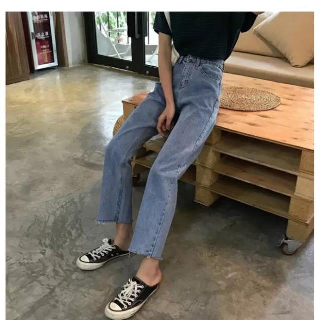 Quần jean bò ống rộng quần jean bò ống suông jeans nữ lưng cao cạp cao quần nữ đẹp hot 2022 SKShop22 | BigBuy360 - bigbuy360.vn