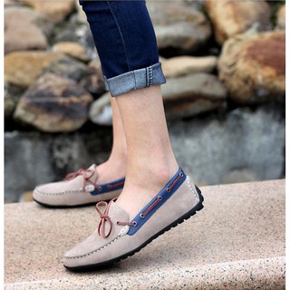 Giày lười da lộn phối màu_L37