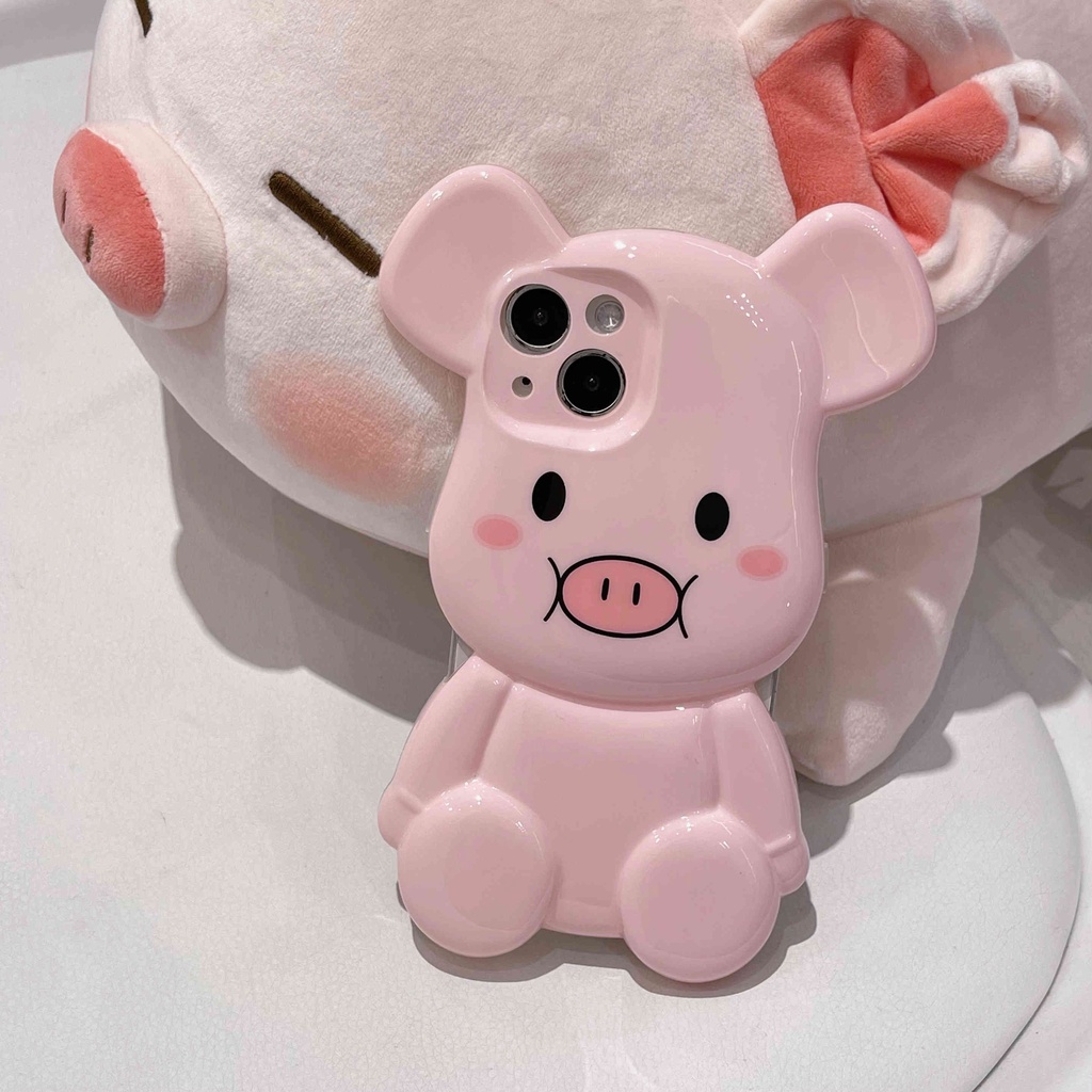 Ốp Điện Thoại Hình Gấu / Heo Hồng 3D Cho IPhone14Pro Max IPhone 12 Pro Max