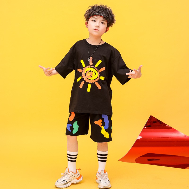 [35Kg - 75Kg] Bộ Hiphop Cho Nam Ngắn Tay Không Cổ Vải Cotton Hàng Quảng Châu Co Giãn 4 Chiều Màu Đỏ Đen | WebRaoVat - webraovat.net.vn