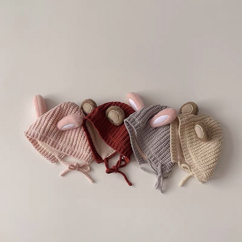 Mũ nón len tai gấu và thỏ cho bé có lót trong ấm áp