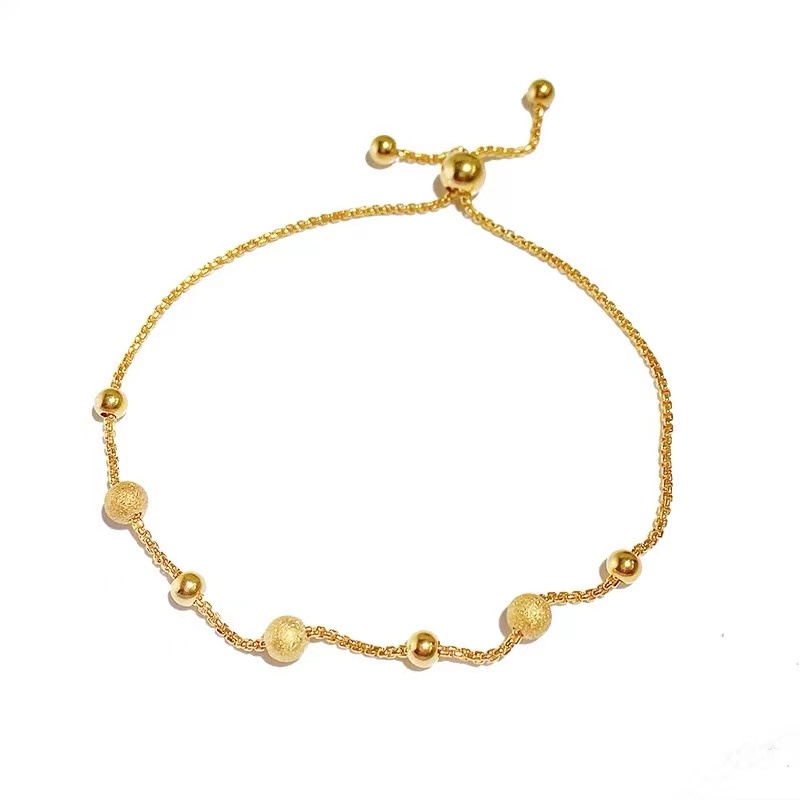 Hàng Mới Về Vòng Tay Chuỗi Hạt Cỡ Nhỏ Bằng Thép Titan Mạ Vàng Hồng 18K Thiết Kế Đơn Giản Dễ Phối Đồ