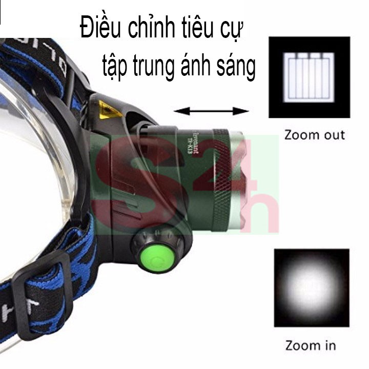 Đèn pin led đội đầu 1 bóng siêu sáng có sạc