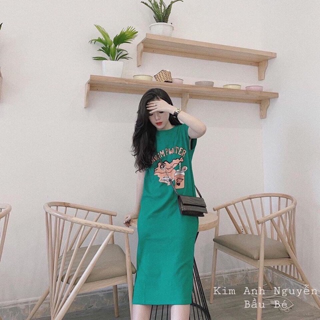 ĐẦM tay hến dáng dài 96cm chất cotton in hình CÁ SẤU [vaysuong] | BigBuy360 - bigbuy360.vn