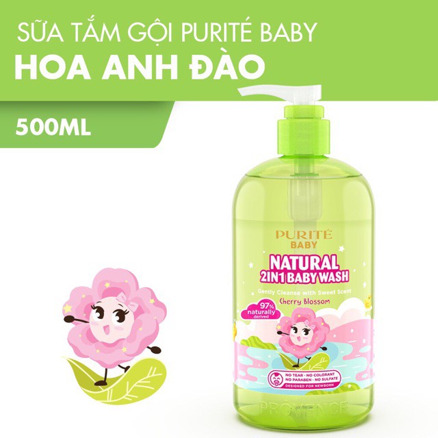 Sữa Tắm Gội Purité Baby Natural 2in1 chai 500ml