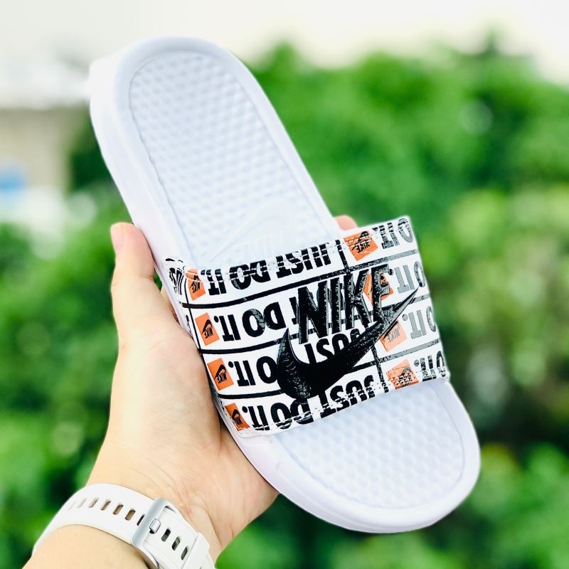 Dép unisex 𝐍𝐈𝐊𝐄 ❤️FREESHIP + Hộp❤️ dép nike nk quai ngang thể thao nam nữ mk in Nike JDI trắng, tem tag mac đây đủ