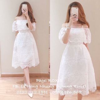 D053067 - Đầm ren trễ vai