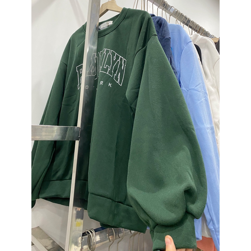 (Ảnh thật/có sẵn) Áo Nỉ Sweat Nữ tay bồng form rộng, Áo hoodie Brooklyn New York chất nỉ bông cá tính Ulzzang | BigBuy360 - bigbuy360.vn
