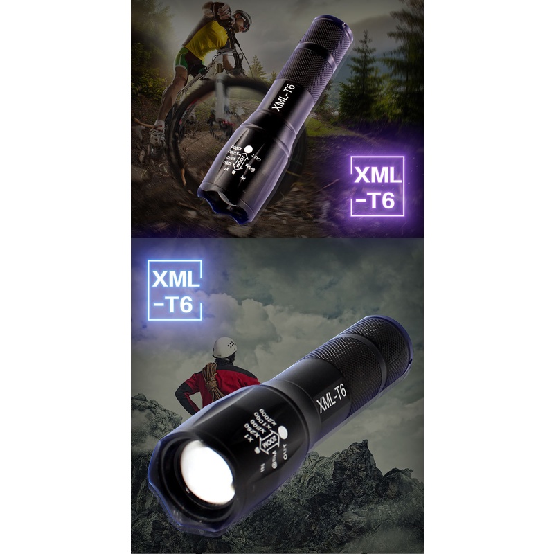 [T6] Đèn Pin Siêu Sáng UltraFire Led Cree Cao Cấp Hợp Kim Chống Nước Pin Có Thể Sạc Lại Full box(Loại Tốt)