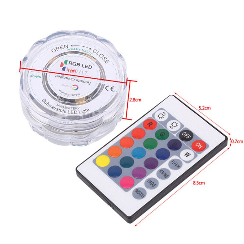 Đèn led RGB nhiều màu sử dụng pin trang trí bể cá/tiệc cưới độc đáo