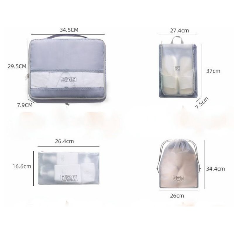 Bộ 4 túi du lịch chống thấm nước - Túi đựng quần áo , mỹ phẩm , tất vớ tiện dụng