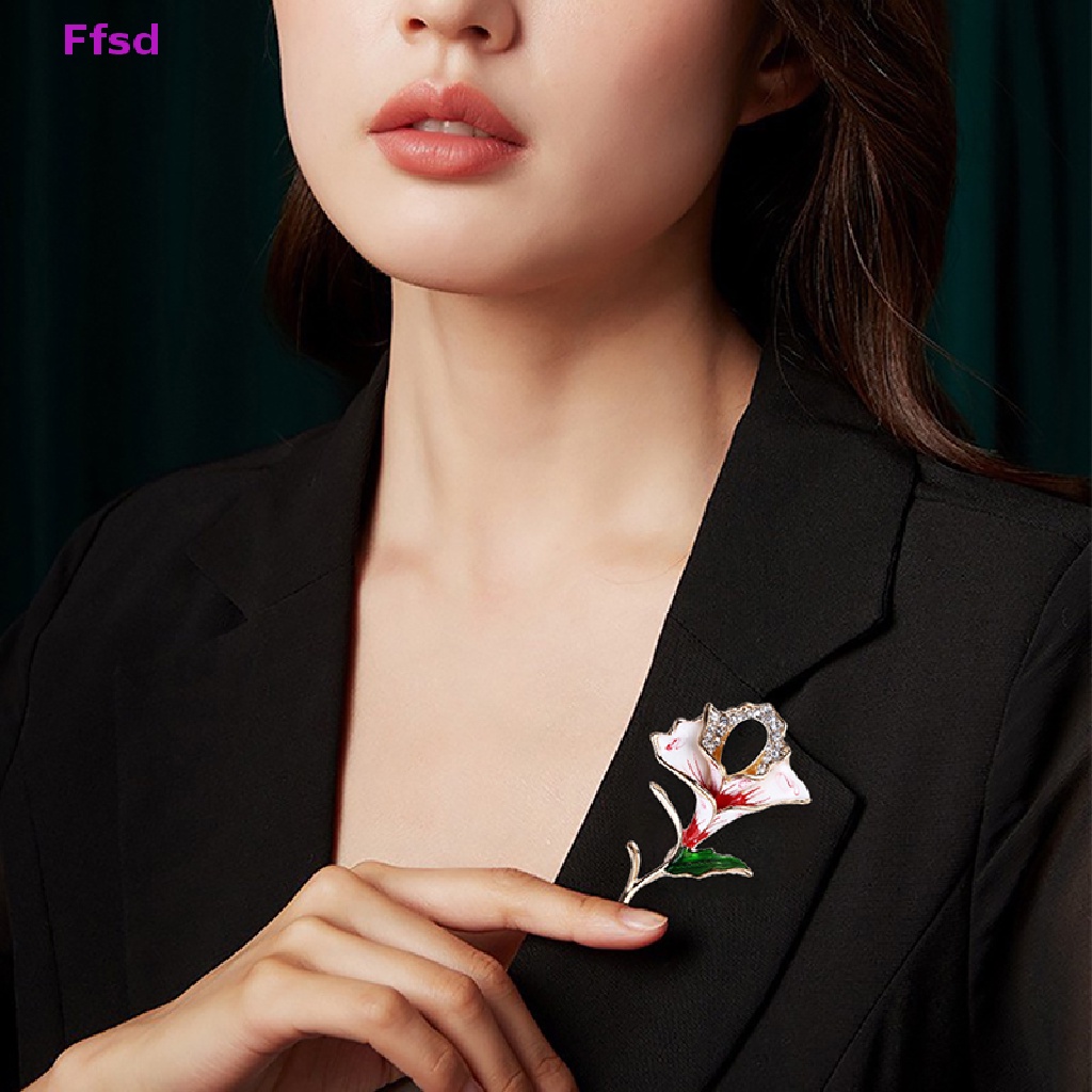 {Ffsd} Trâm Cài Áo Bằng Hợp Kim Hình Hoa Hồng Đính Đá Pha Lê Màu Vàng Hồng Phụ Kiện May Mặc Làm Quà Sinh Nhật