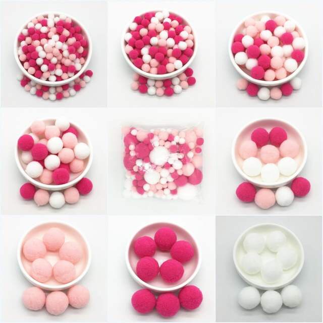 Pompom hỗn hợp nhiều màu nhiều size  - pom pom trang trí