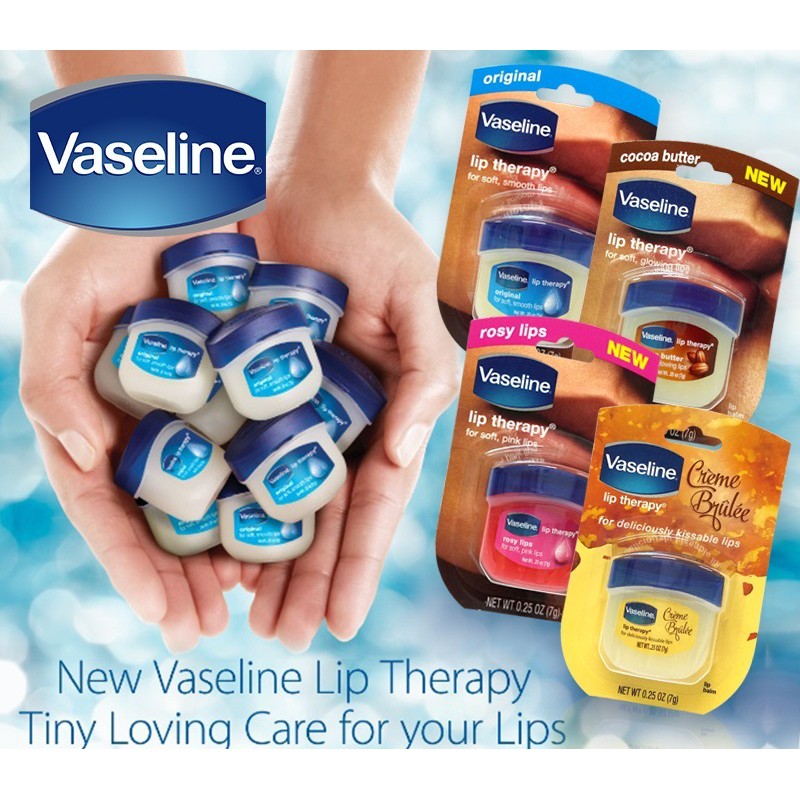 Son Dưỡng Môi Vaseline Lip Therapy 7g: Original; Rosy; Cocoa Butter; Creme Brulee