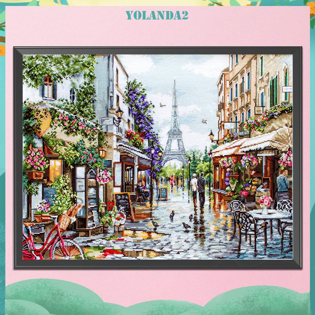 Bộ Tranh Thêu Chữ Thập 11ct Tự Làm Hình Đường Phố Paris