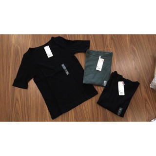 Áo thun tăm cổ thuyền uni size M màu đen